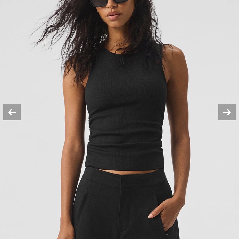 ALO Yoga Black Ribbed Muscle Tee